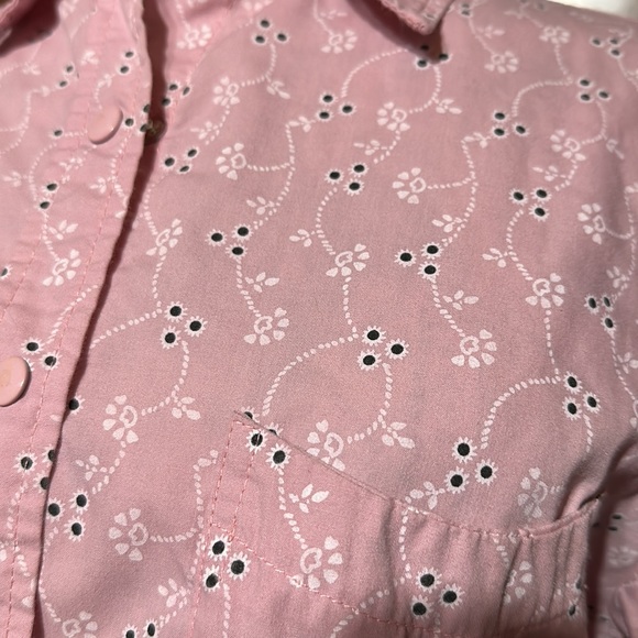 Boca Bay Collared Short Sleeve Pink Floral Button Down Blouse - Picture 6 of 11